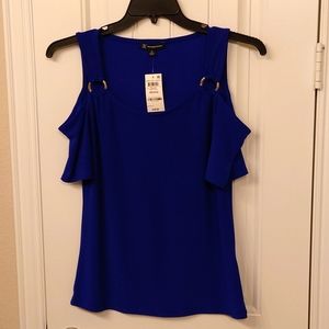 INC new Cold Shoulder Blue Top Medium